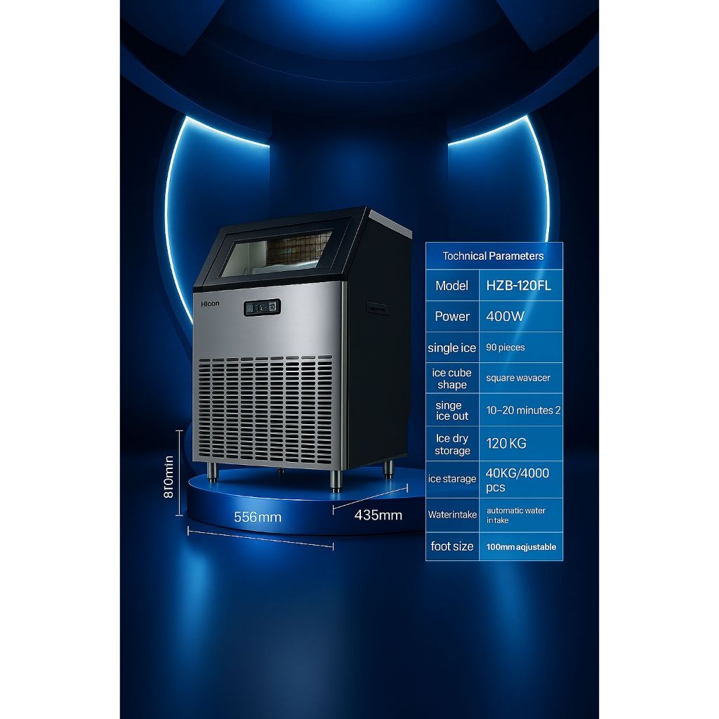 HICON ICE CUBE MACHINE 120 KG CAFE RESTAURANT ICE CUBE MACHINE MAKER Mesin es hicon pembuat es batu 