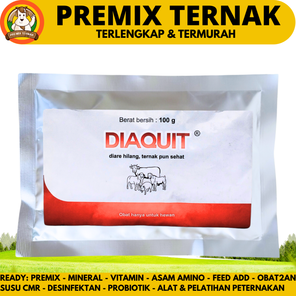DIAQUIT MEDION 100 GRAM -  Obat Diare Hewan Sapi Babi Kambing Domba
