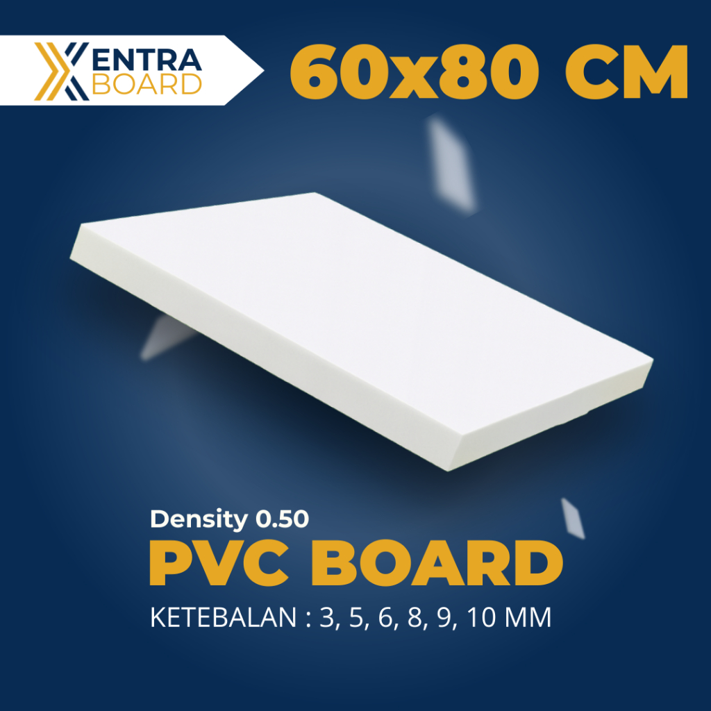 Papan PVC | PVC Foam Board Putih 60 x 80 cm | Tebal 9mm | Anti Air & Anti Rayap | Pengganti Triplek 
