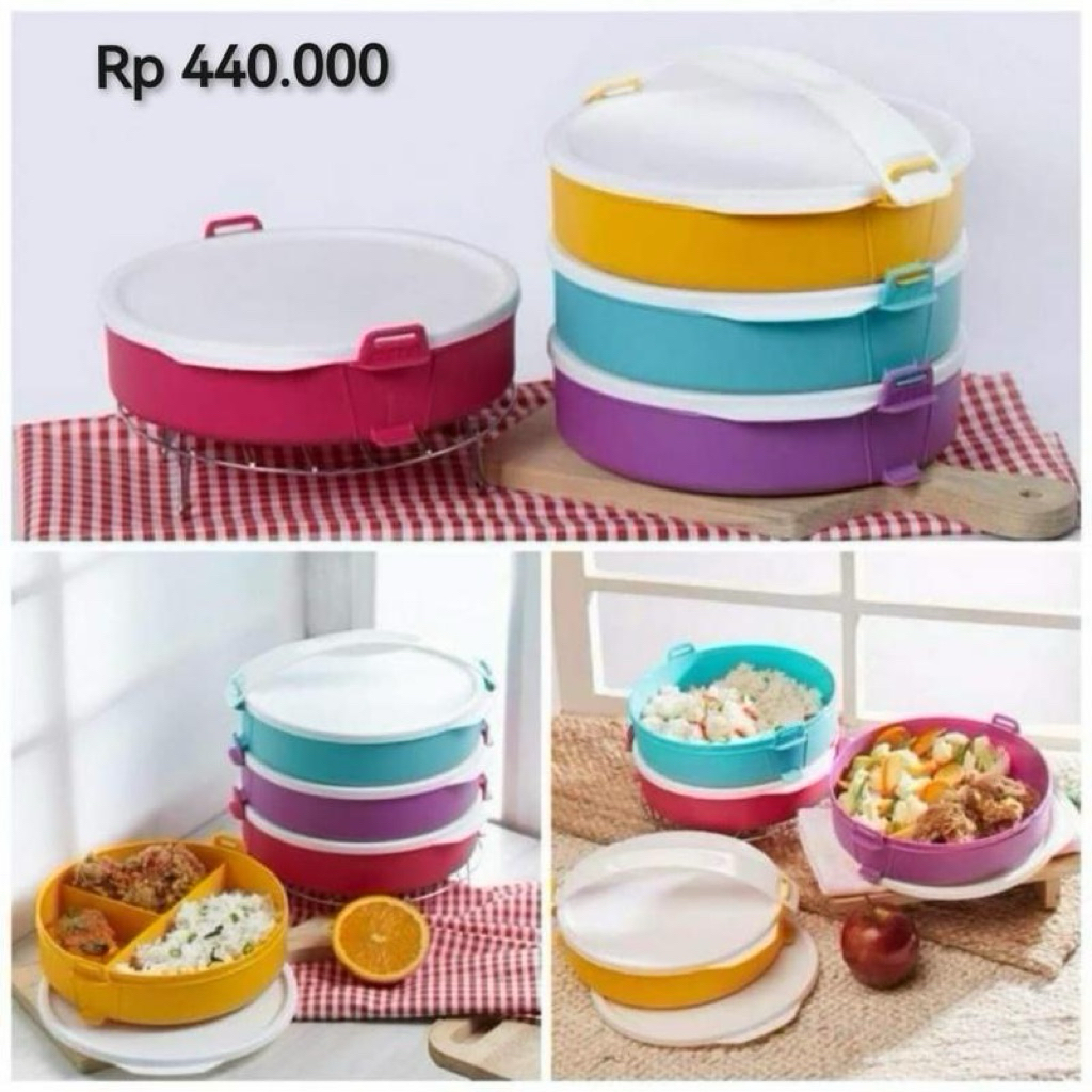 Rantang Click To Go Round Tupperware Original