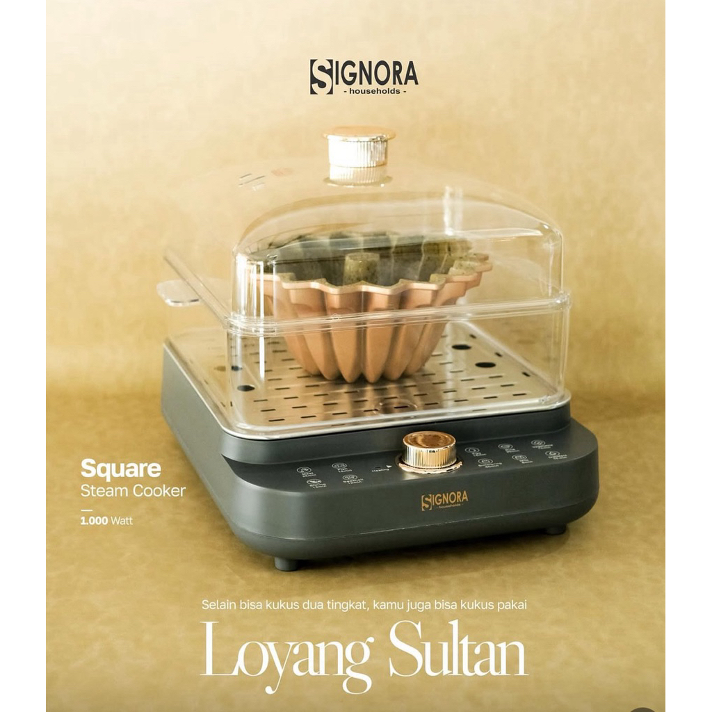 Signora square steam cooker NEW/ alat kukus elektrik  listrik  19 liter