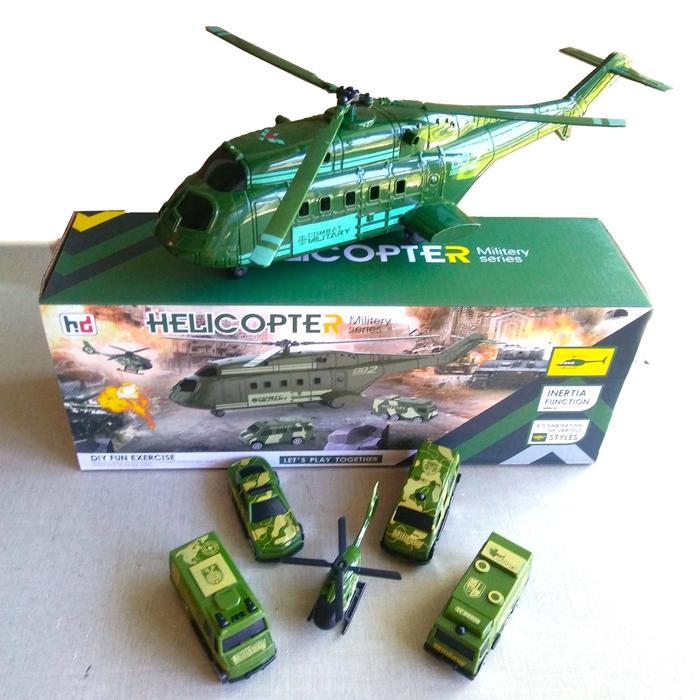 Hot Wheels - Mainan Helikopter Angkut Mobil Militer 6In1 Pesawat Terbang Tentara Jumbo
