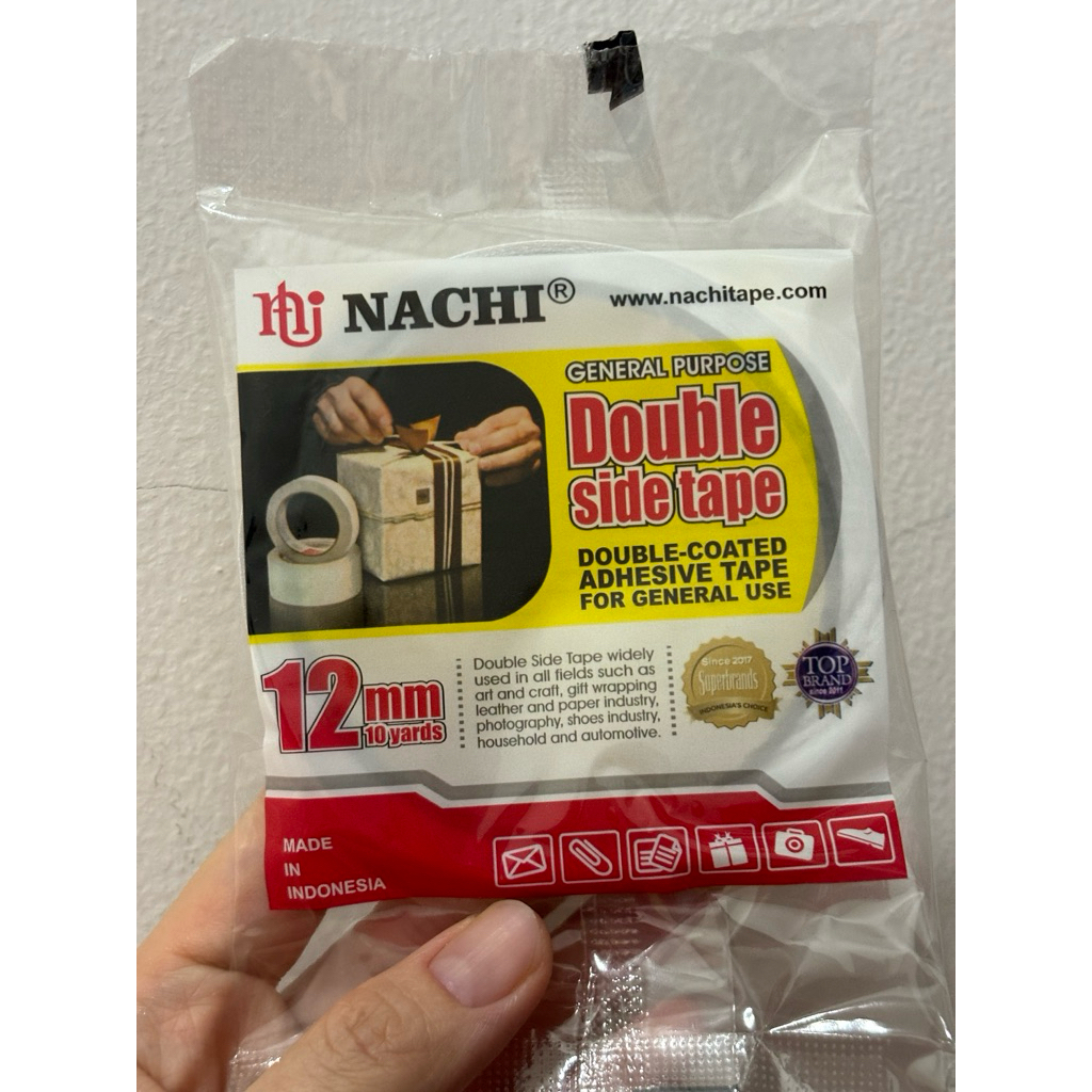 Double Tape kecil- Nachi 12mm / Lakban Double Tape 12 mm / Double Tape Kertas Nachi