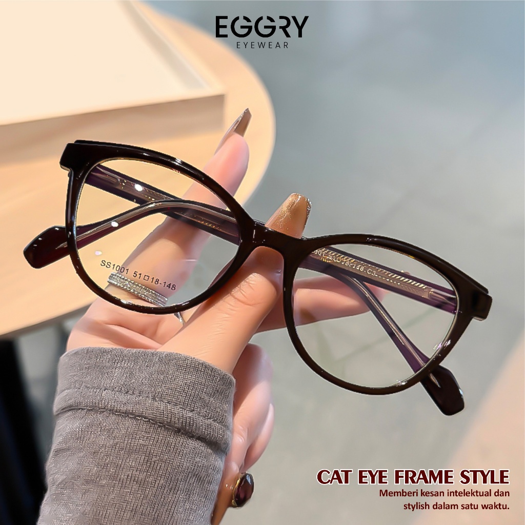Eggry Eyewear Kacamata Anti Radiasi Minus Lensa Anti Blueray Photocromic Material TR-90+Metal Fashio