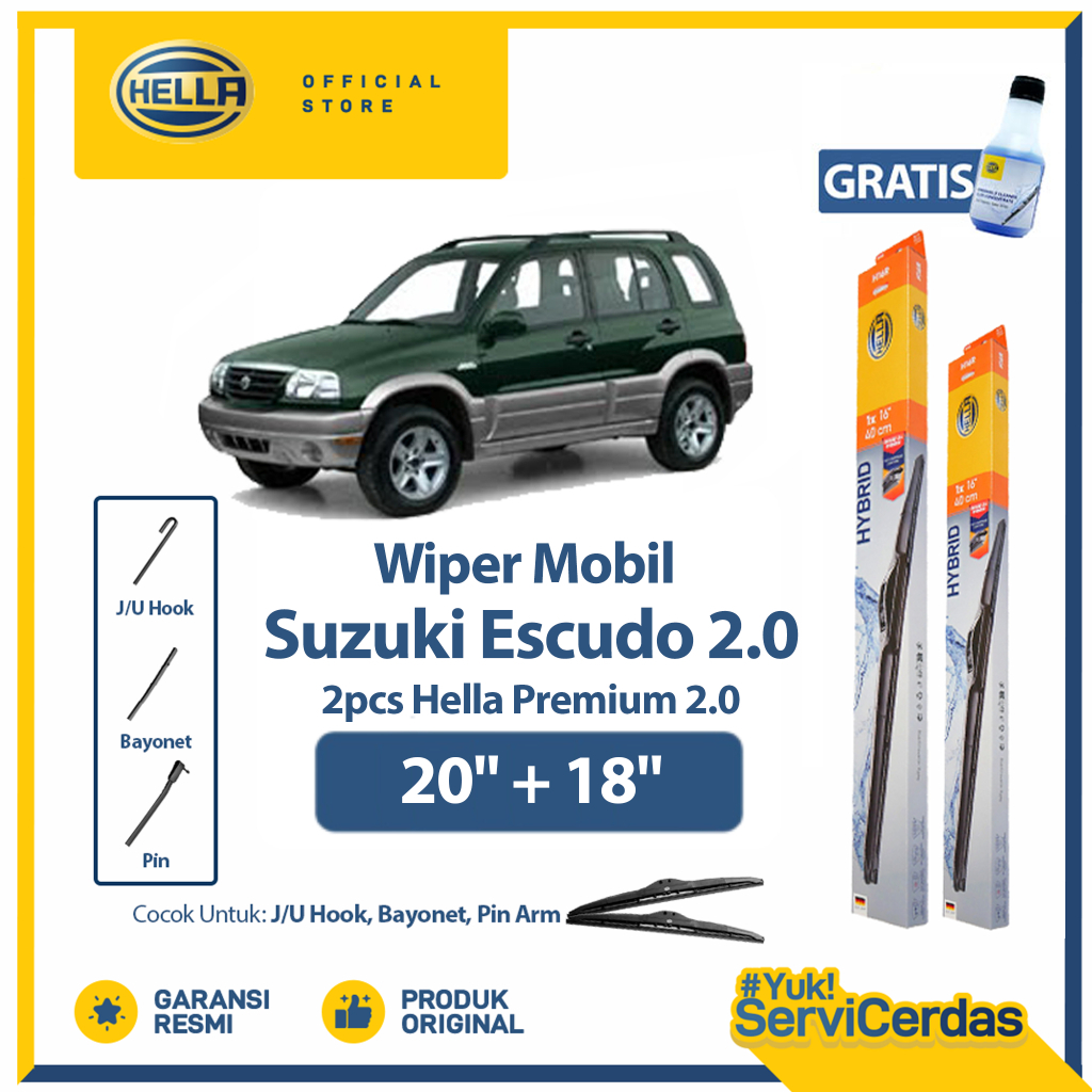 Wiper Mobil SUZUKI Escudo 2.0 20” + 18” (2pcs) - HELLA Hybrid