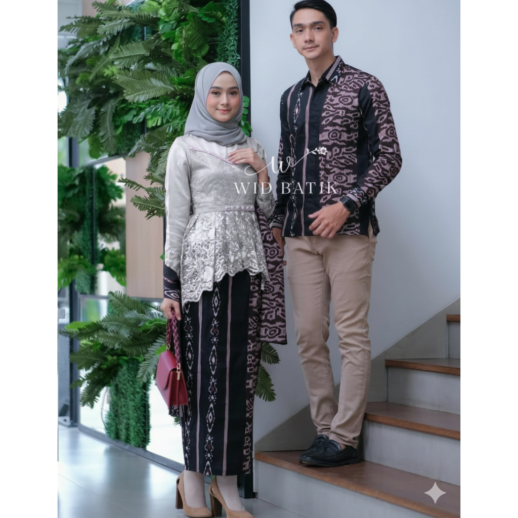 Ratih Sarimbit CP | Kebaya Brokat Tile Mutiara Premium | Couple Batik Velvet Satin Mewah Setelan Rok