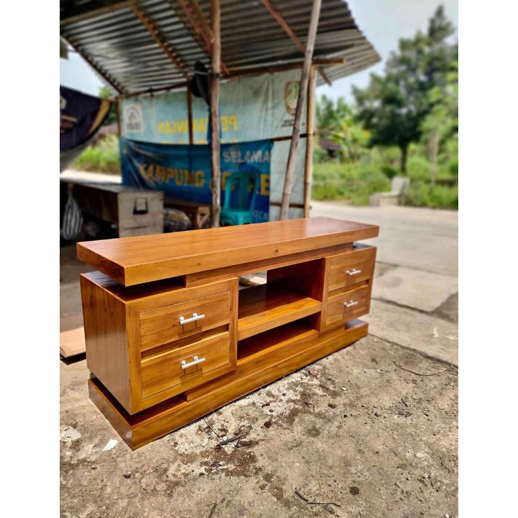 bufet tv pendek jati minimalia/bufet pendek jati model minimalis/bufet pajangan jati