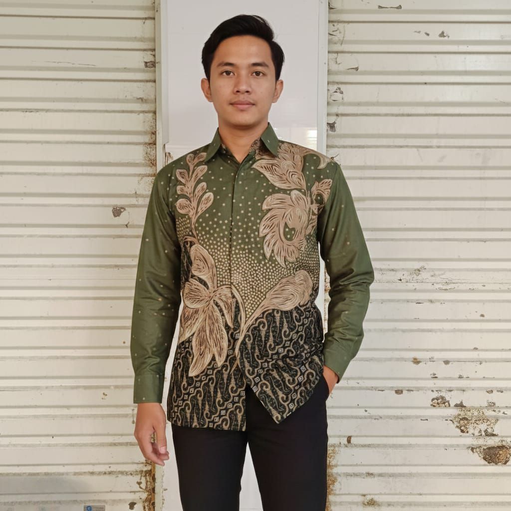 Naoera kemeja batik pria murah Medan # hijau