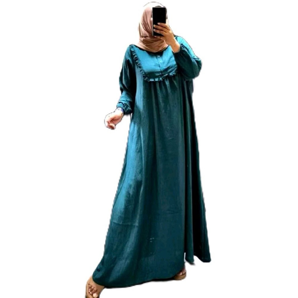 Gamis Polos Cintania Jumbo Maxy Bahan Pololinen Allsize LD125