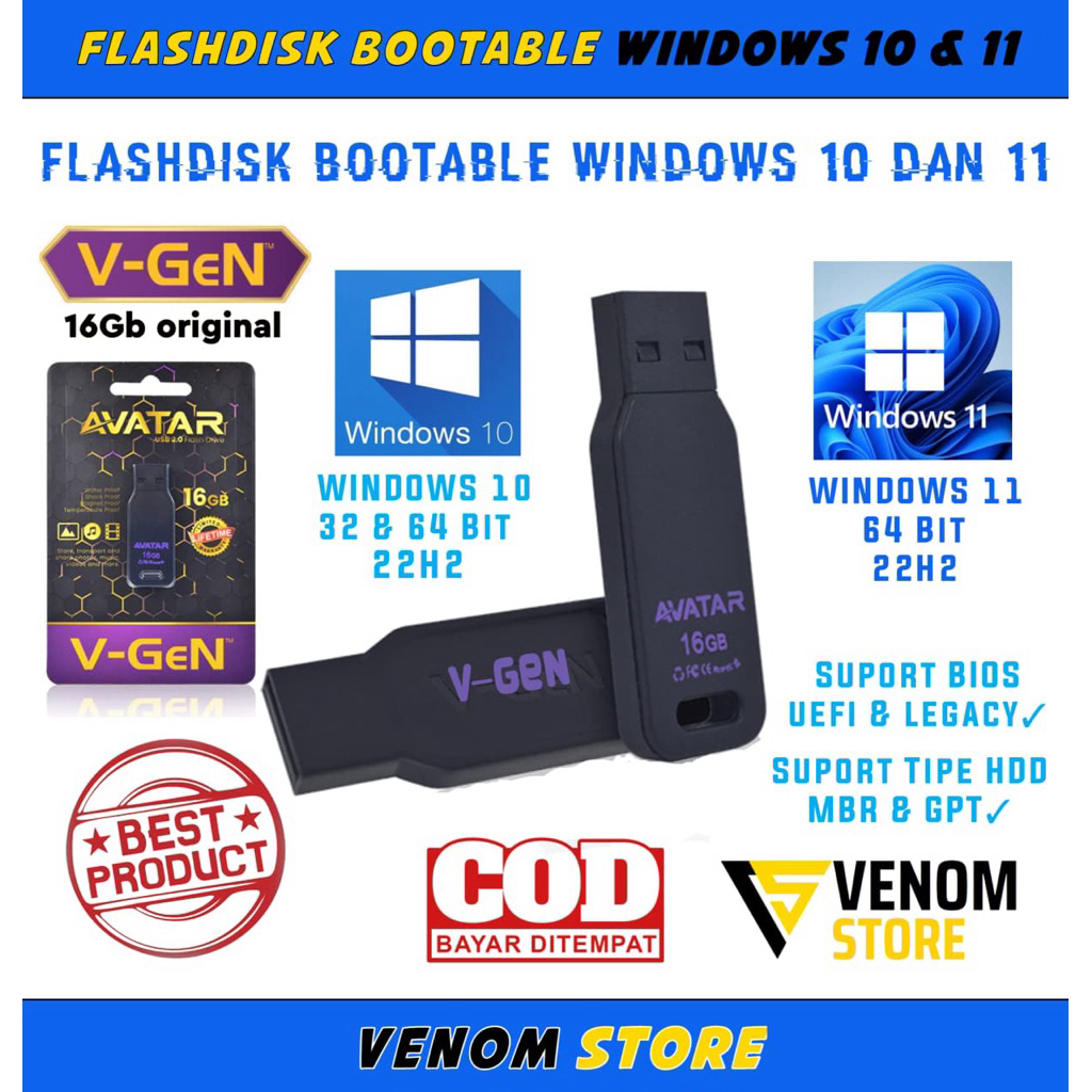 Flashdisk bootable/installer Windows 10 + Windows 11