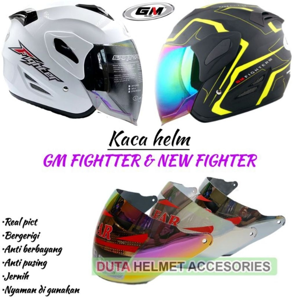 Kaca helm GM FIGHTER visor helmet gm evo motif koran bening hitam silver pelangi