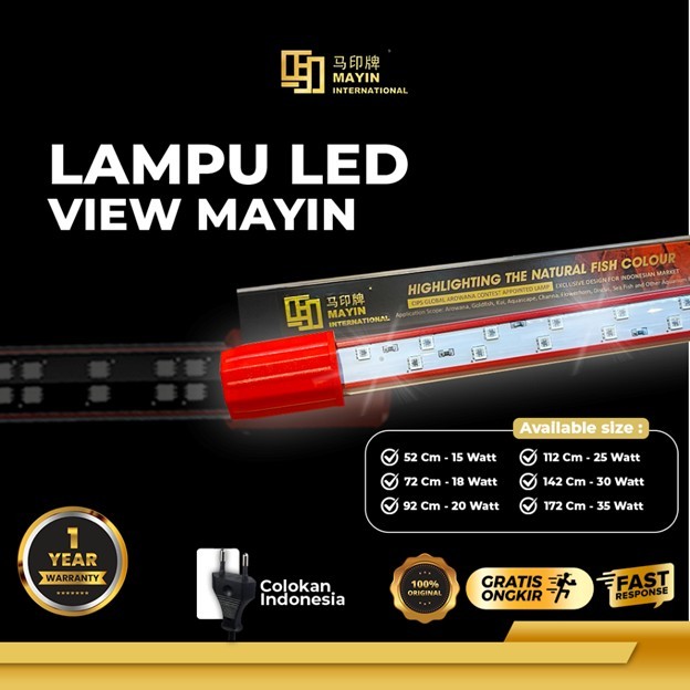 MAYIN LED VIEW 52CM ARWANA LAMP AROWANA PREDATOR LAMPU KOMPETISI KOMPETITION KONTES SUPER RED ARWANA