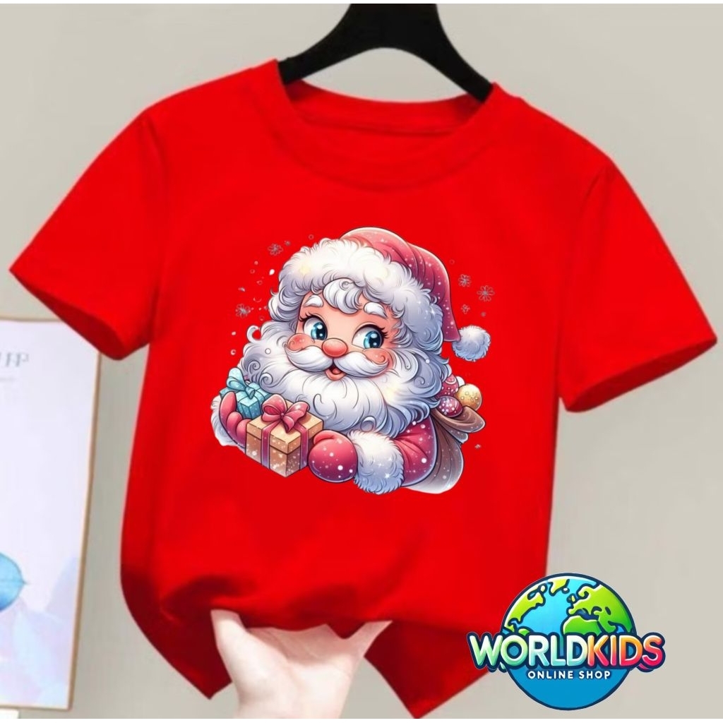 World Kids - Baju Natal -  Kaos Anak Atasan Unisex / Baju Atasan Anak Laki-laki & Perempuan Usia  2 