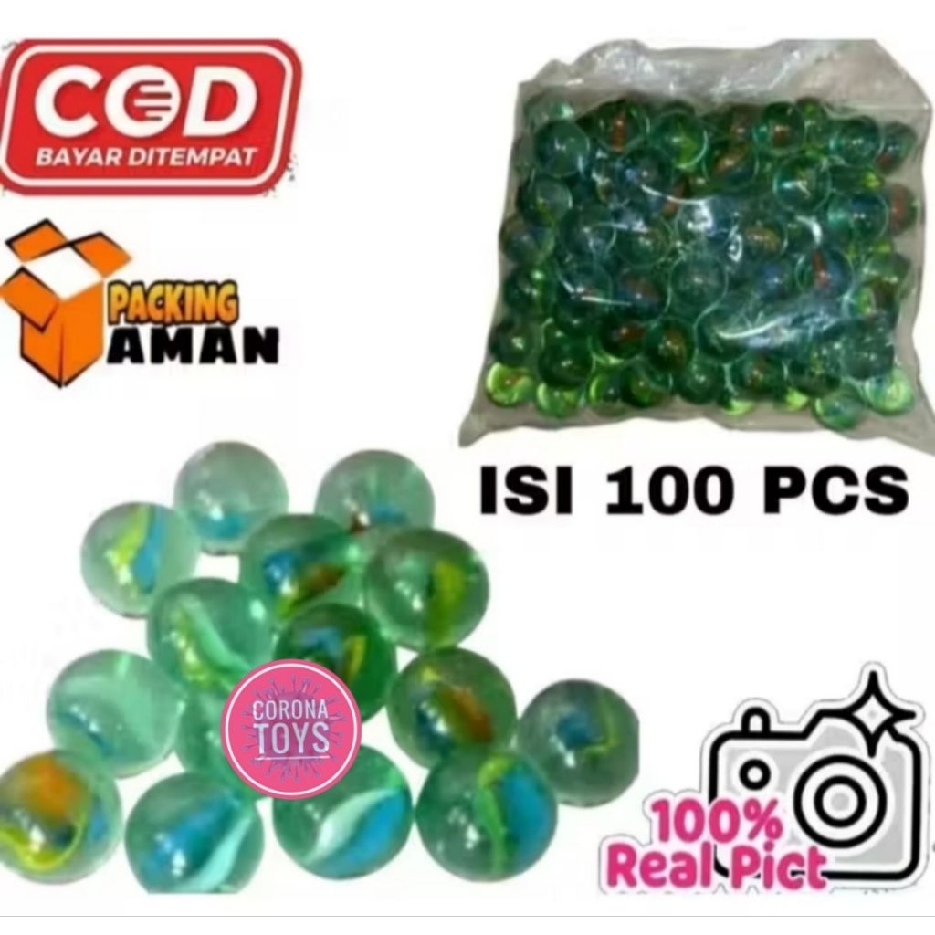 COD PROMO (100 PCS) BELIMBING MAINAN MURAH ANAK KELERENG MATA KUCING / MAINAN GUNDU KELERENG