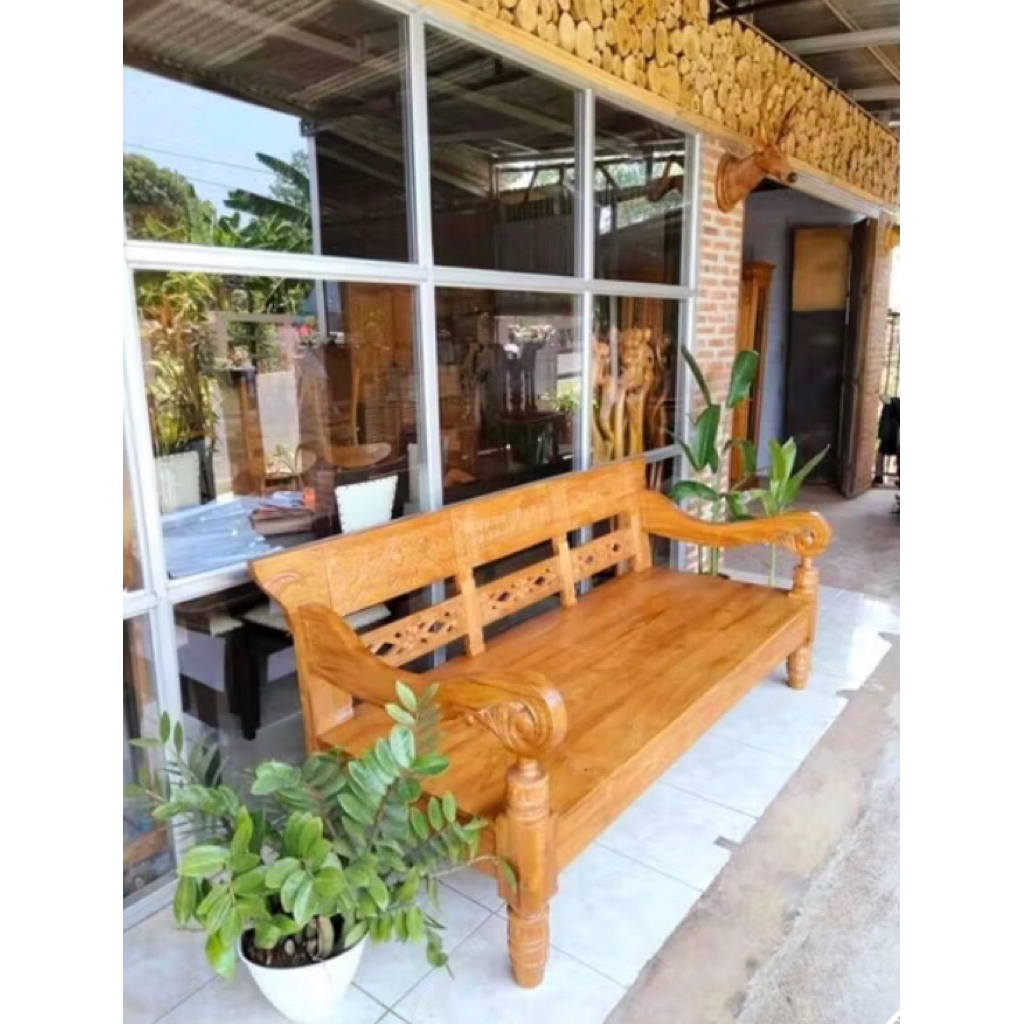 RISBAN BALE JAWA/BANGKU TERAS KAYU JATI SOLID (200x80)