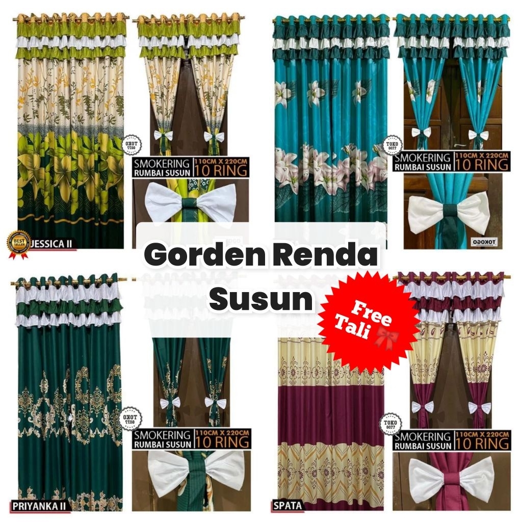 GORDEN SMOKRING RUMBAI SUSUN PITA MINIMALIS BEST SELLER UK 110X220 CM