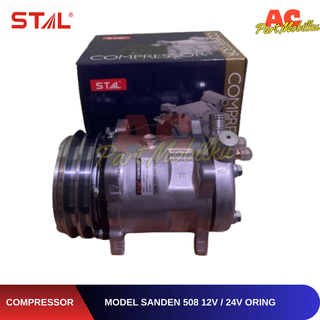 Kompresor Ac Mobil SD 508 Model Sanden 12 Volt/ 24 Volt Compressor Assy