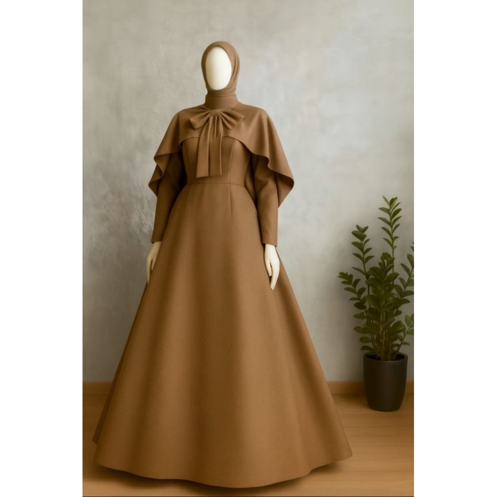 gamis viral ukuran jumbo baju lebaran 2026 dress cape mewah elegan