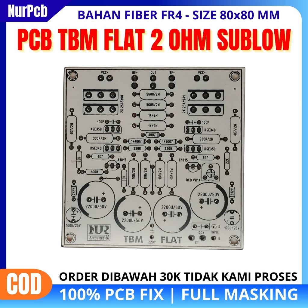 NUR PCB - Pcb tbm sublow 2 ohm | pc tbm flat | pcb power amplifier | pcb bcr audio | Bahan fiber