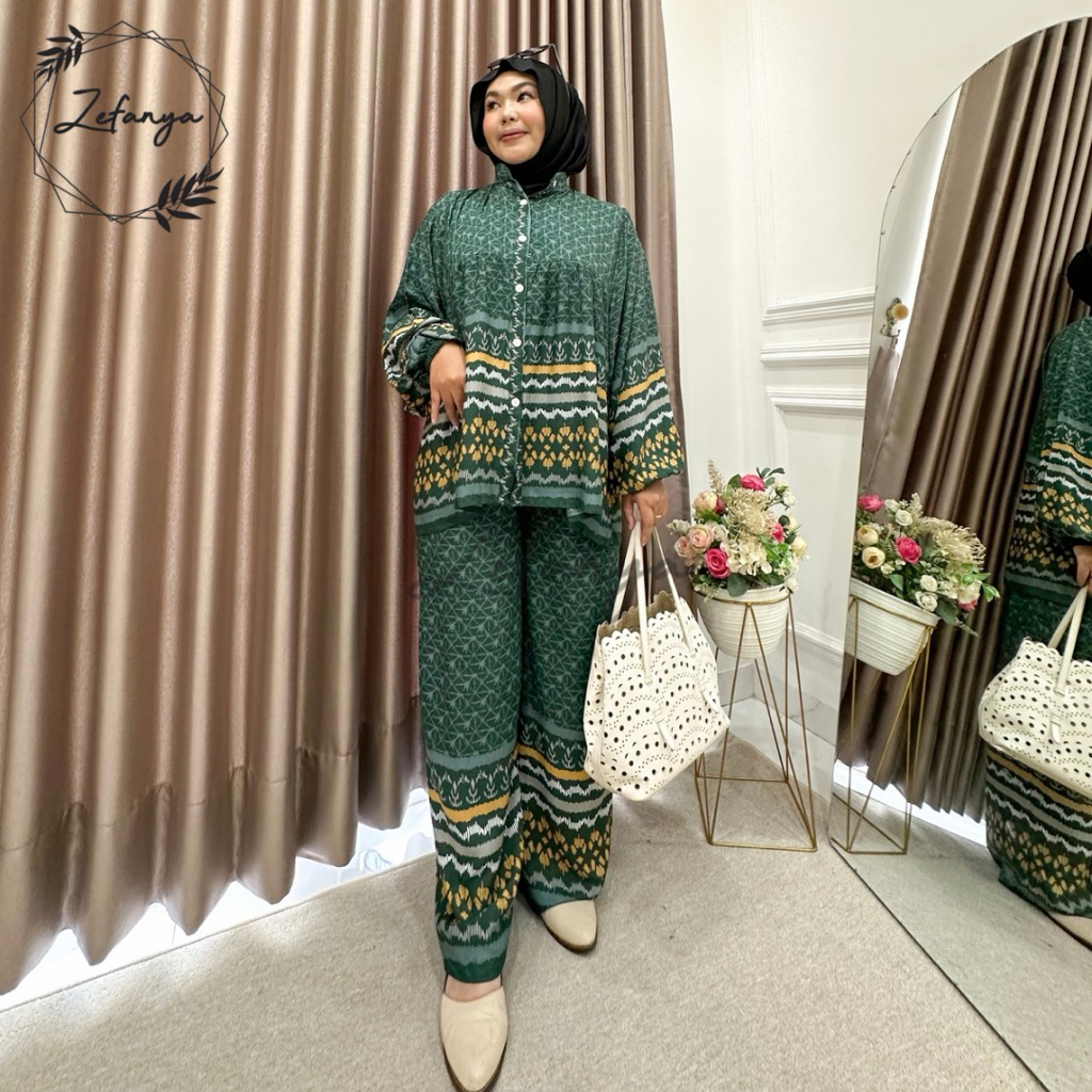 ZEFANYA - One Set Aurora Set Celana Bahan Rayon Adem Nyaman