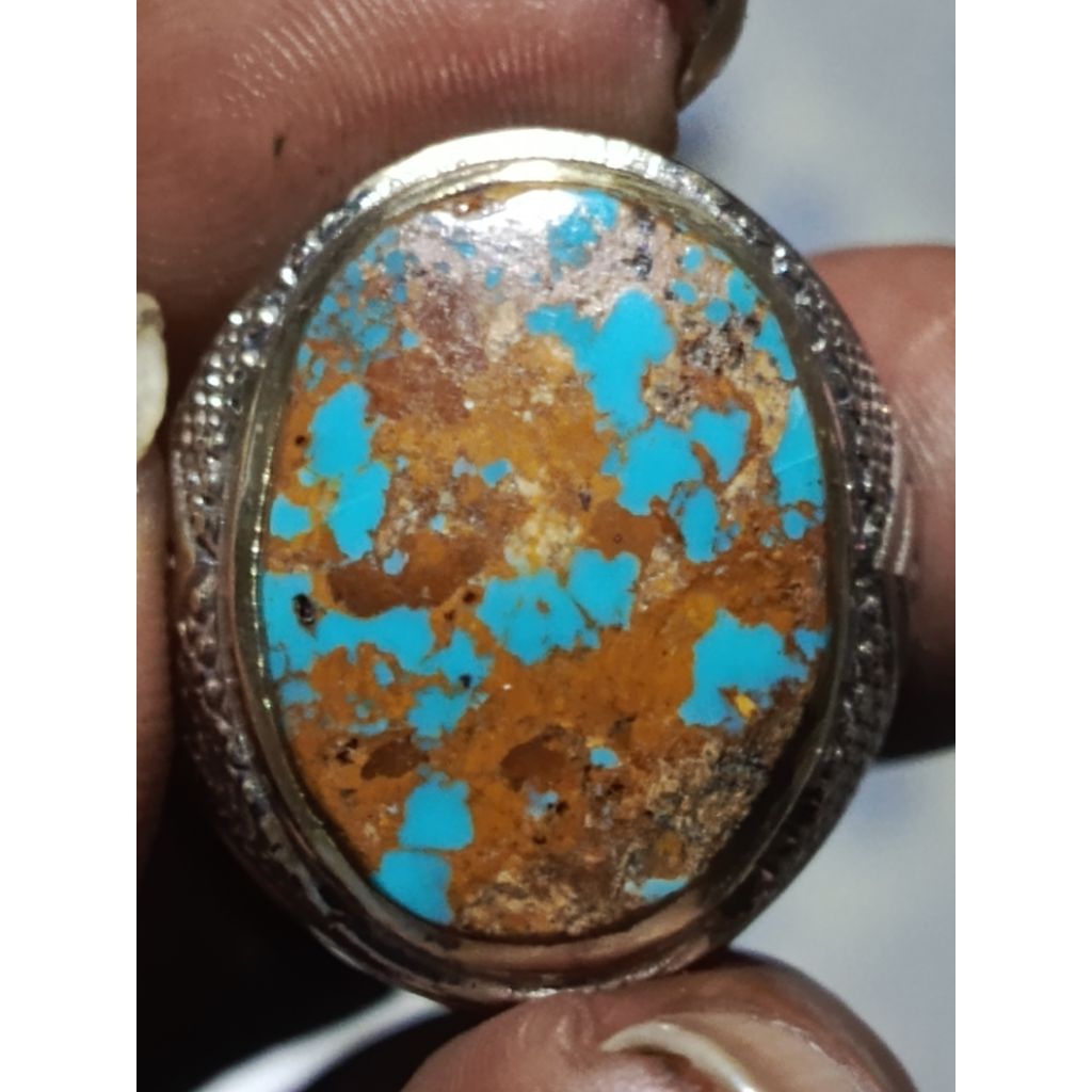 batu pirus Persia serat emas asli super super mewah ikat alpaka krum no 9