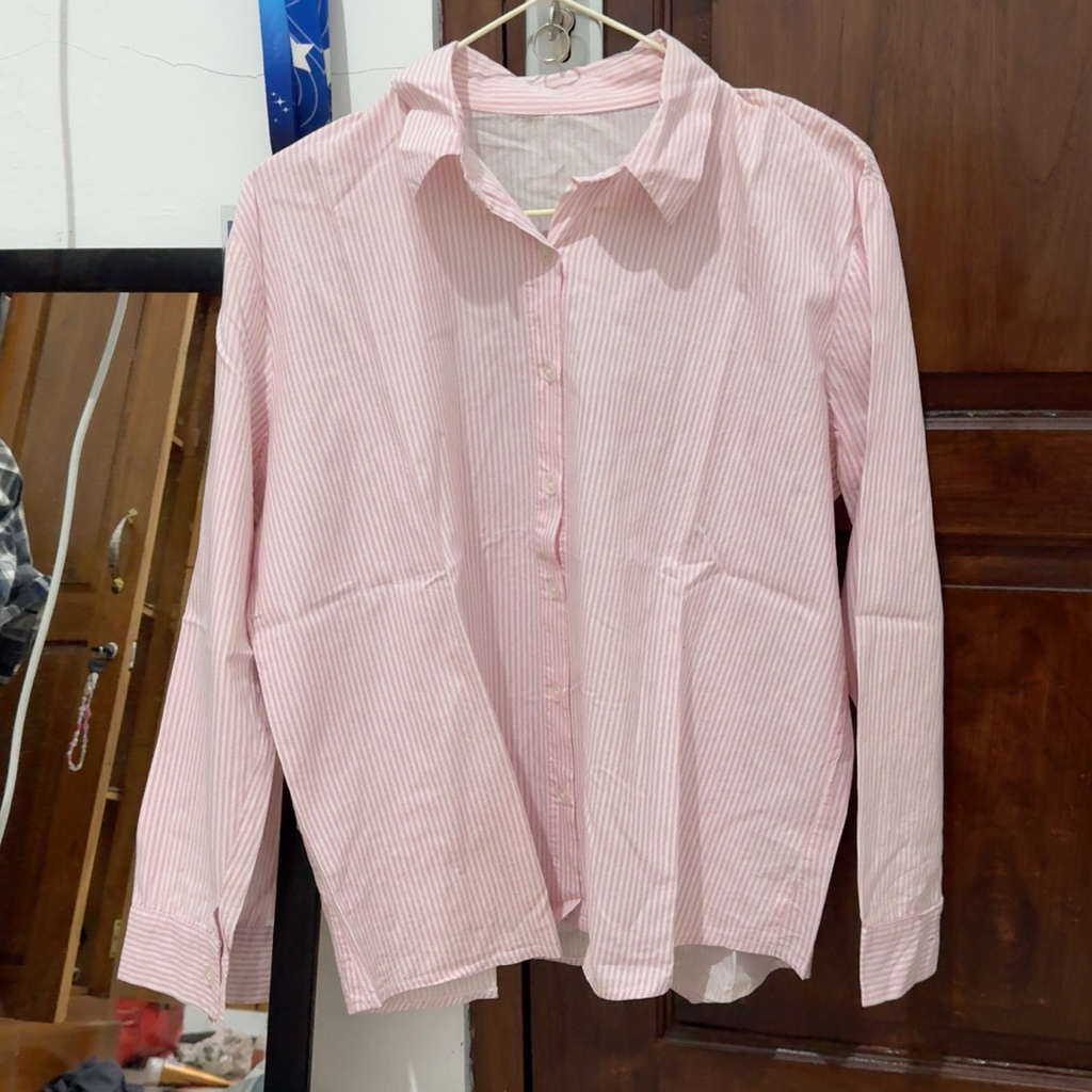 preloved* kemeja salur pink