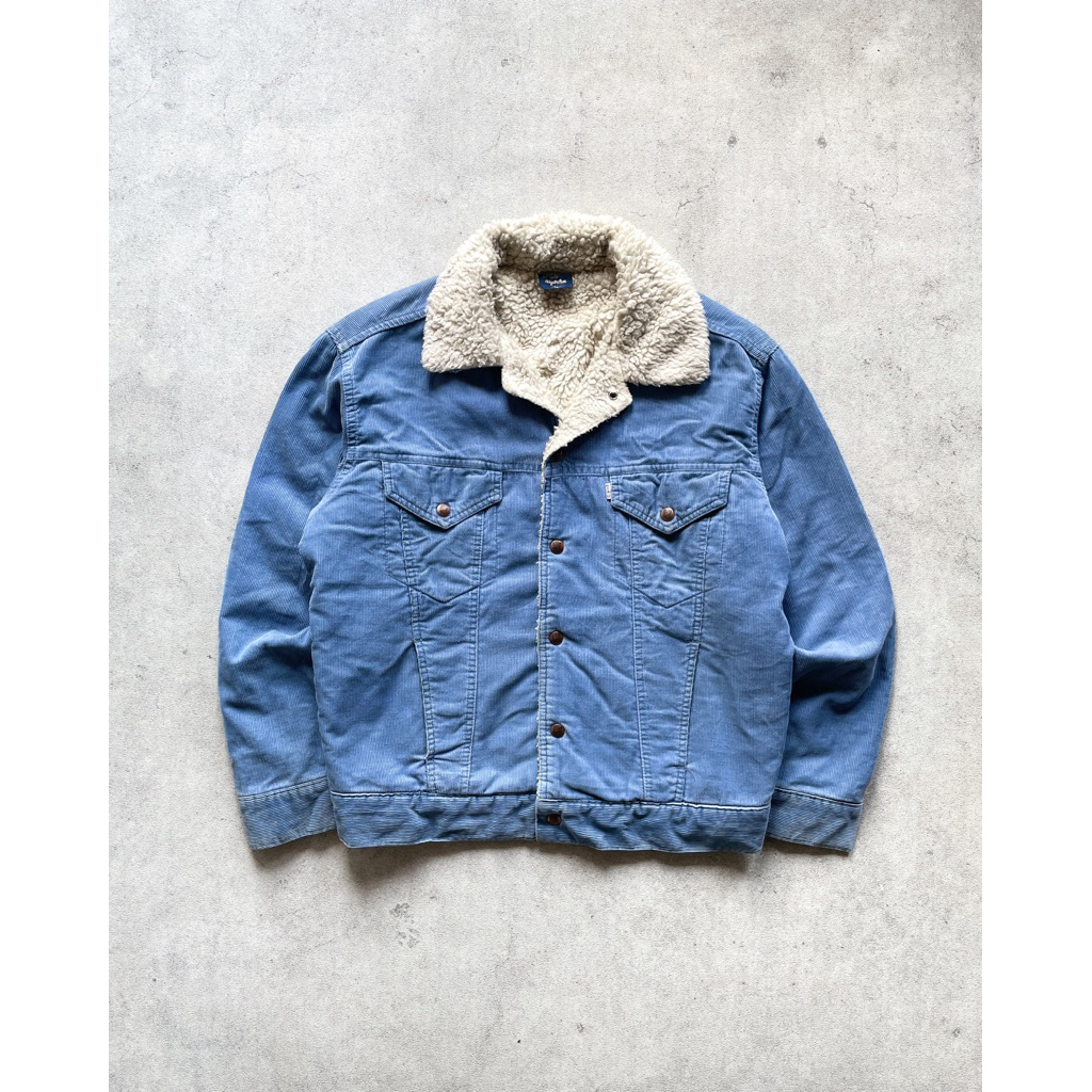 Trucker Corduroy Sherpa Jacket Boxy Blue Denim