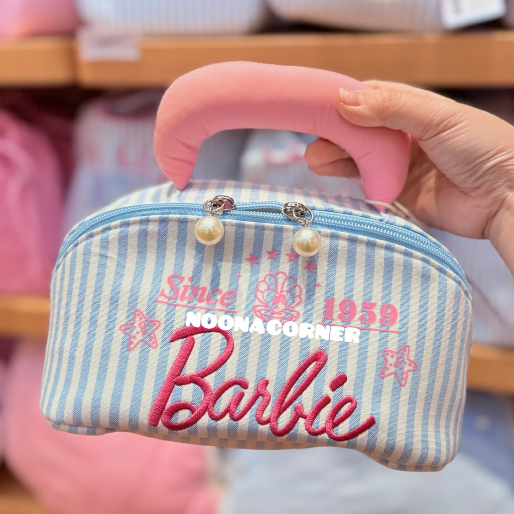 Miniso x Barbie ‼️ Cosmetic Bag / Tas Makeup / Make Up Pouch Barbie Ocean Striped Collection (23x12x
