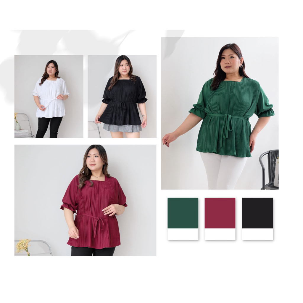 Fio Plisket Blouse - Blouse Jumbo Nyaman - Blouse Bigsize - Blouse Plisket