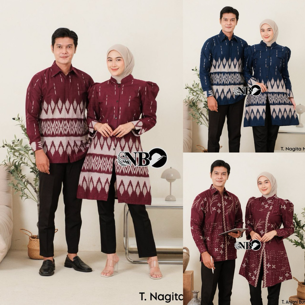 Batik Tunik Atasan Terbaru Baju Batik Wanita Modern Coupel Pasangan Lengan Panjang