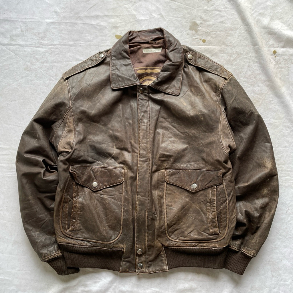vintage bomber leather flight jacket