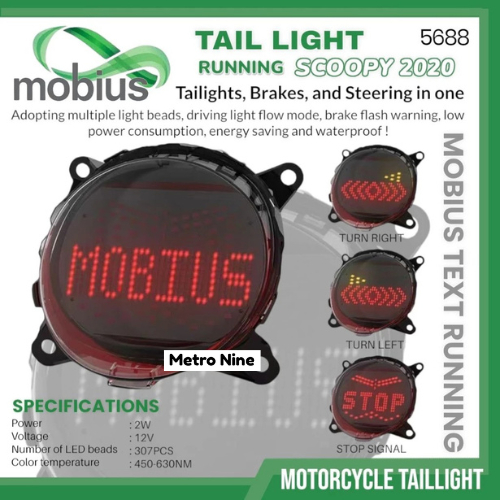 Lampu Stoplamp SCOOPY New 2020 MOBIUS Model Text Running