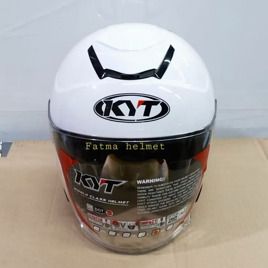 HELM KYT KYOTO WARNA PUTIH SOLID SNI BARU MURAH TERLARIS BONUS STIKER KYT