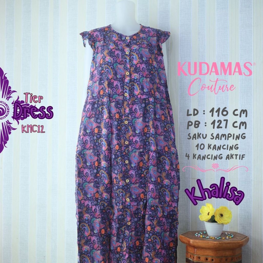 Alishba - Tier Dress Kudamas Couture LD 116 CM | Longdress KMC | Busui 4 Kancing