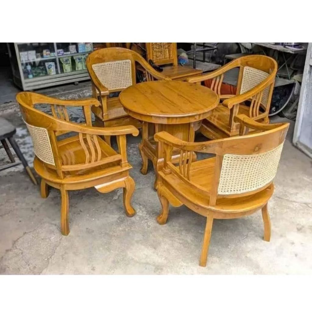 kursi teras betawi rotan/kursi teras jati model rotan/kursi teras betawi jati solid