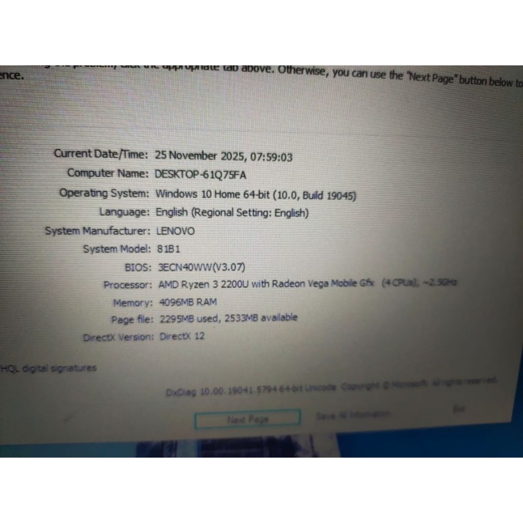Laptop lenovo V330-14ARR amd ryzen 3 mulus ssd 256(baru) (A1098)