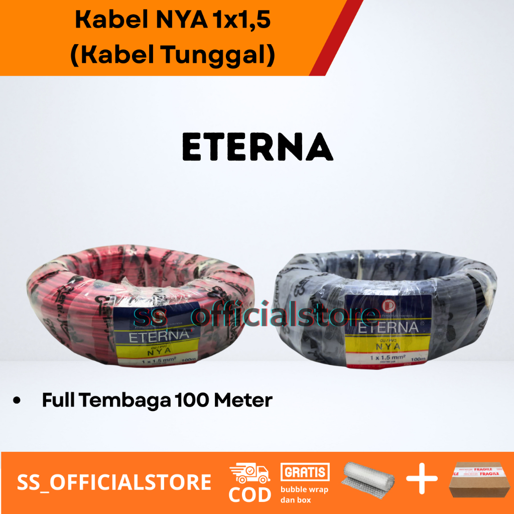 Kabel Eterna NYA 1x1,5 full Tembaga 100 Meter