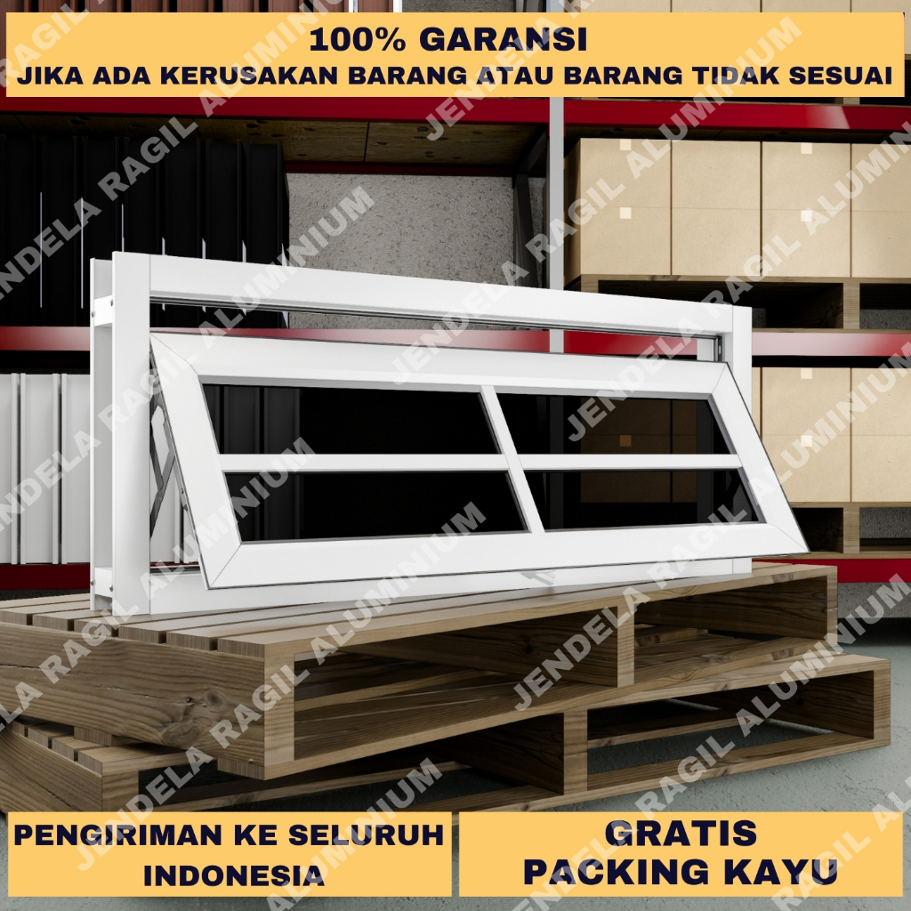 Jendela Boven Aluminium Jungkit Ornamen Ukuran Tinggi 50 x Panjang 100 Cm (50x100) Garansi 100%