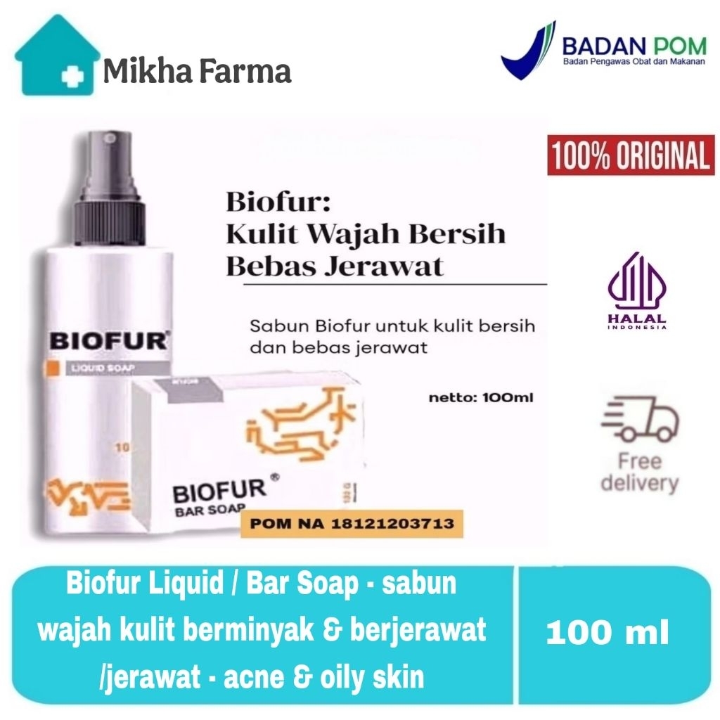 Biofur Liquid / Bar Soap - sabun wajah kulit berminyak & berjerawat /jerawat - acne & oily skin - BP