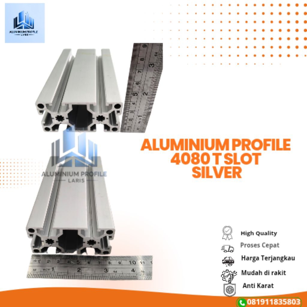 Aluminium Profile Series 4080 Heavy T-Slot PJG 6  Meter Murah Buanget