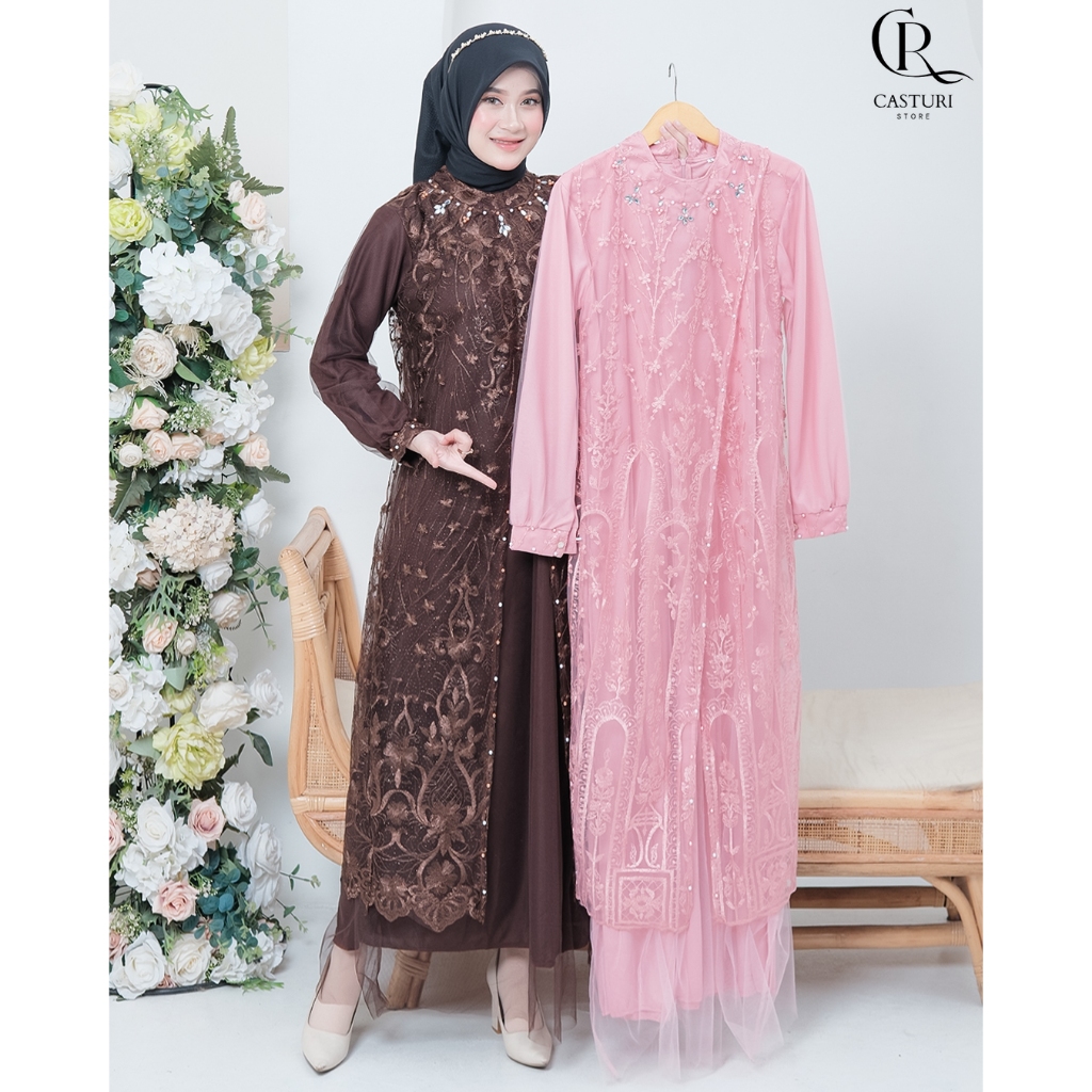 Aluna Dress - Dress Kondangan Wanita Bahan Brukat