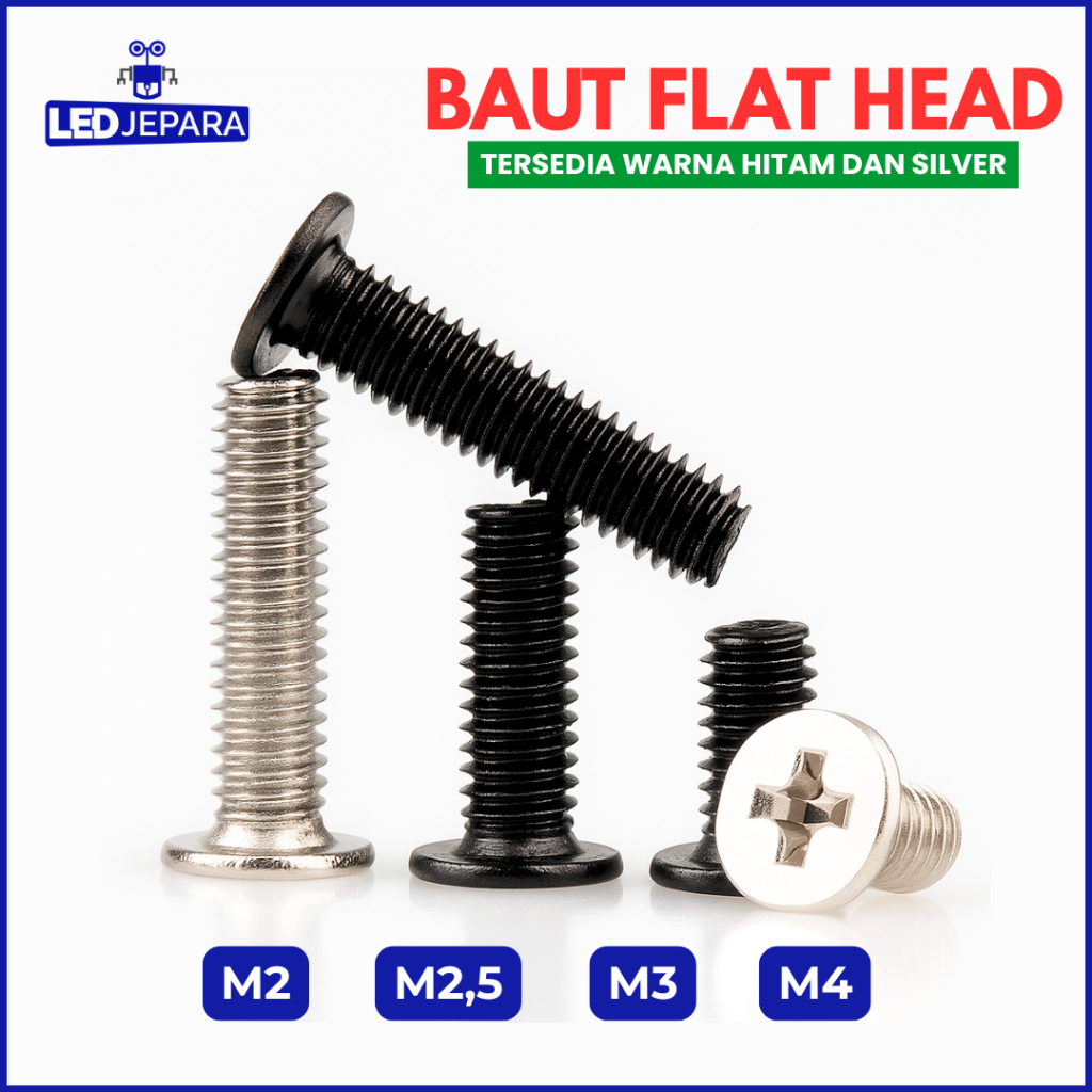 Baut Flat Laptop warna silver warna hitam HP Screw cocok untuk semua Laptop Asus Sekrup Laptop Lenov