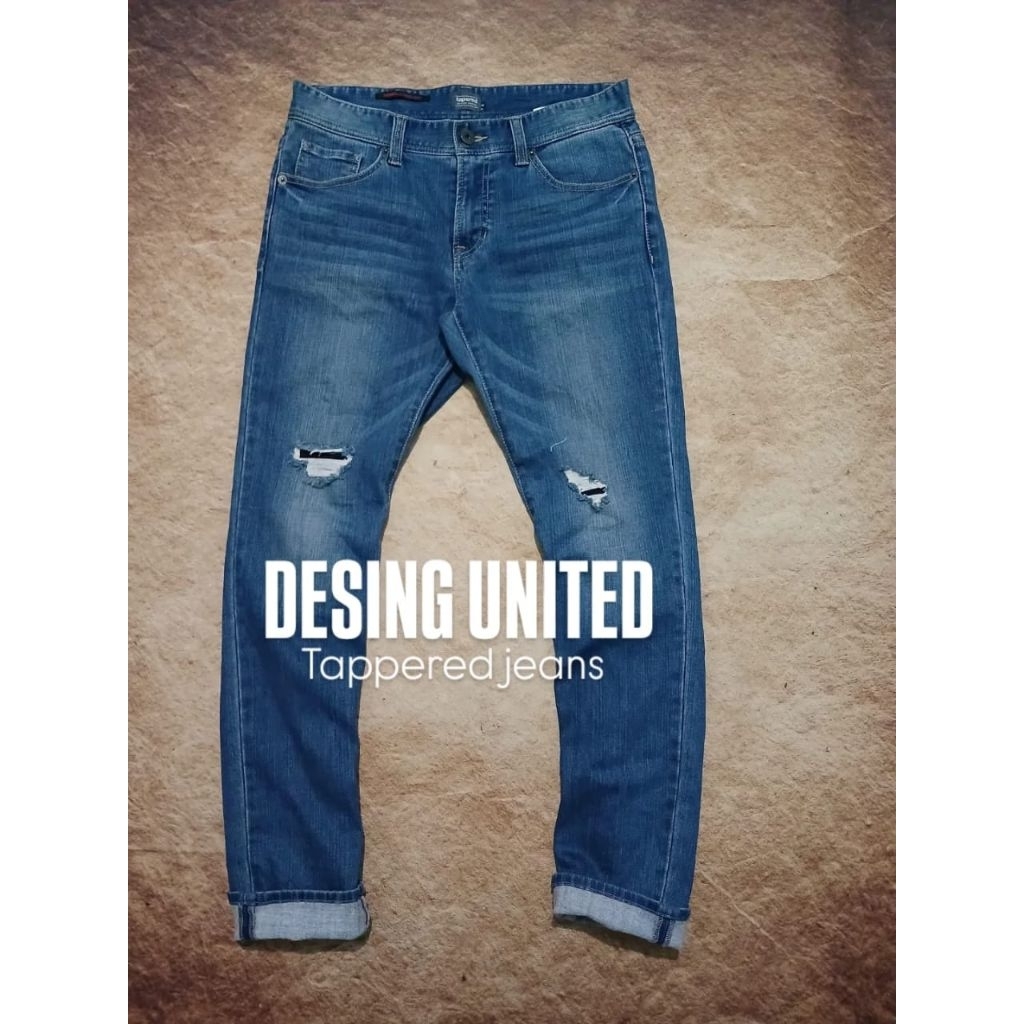 Jeans pria keren DESING UNITED riped tidak bolong bekas pakai