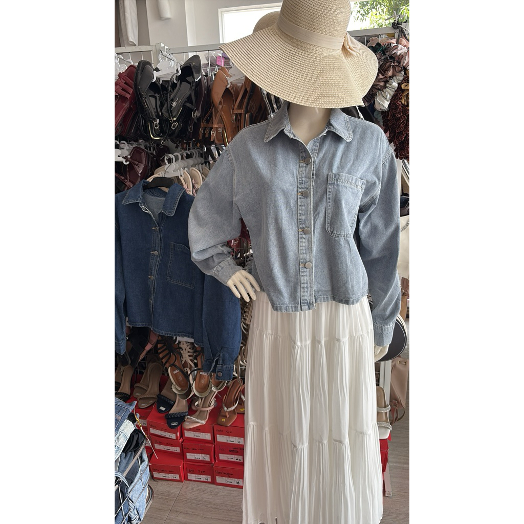 kemeja jeans wanita import