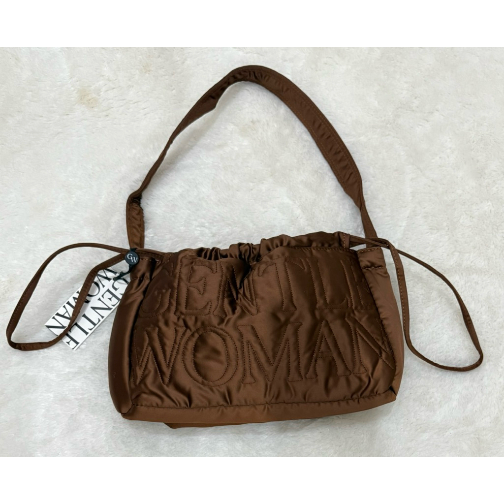 GW Dumpling Serut Shoulder Bag Brown Satin Original