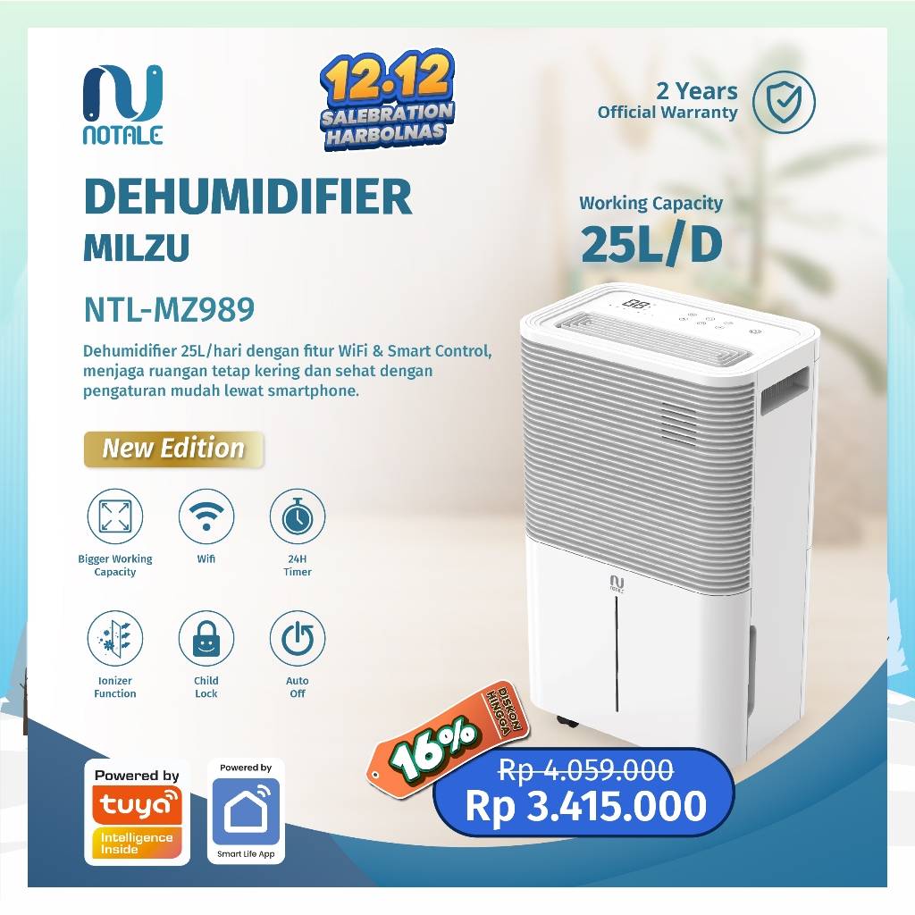 Notale Milzu Dehumidifier Penyerap Lembab Ruangan Dehumidifier Ruangan NTL-MZ989