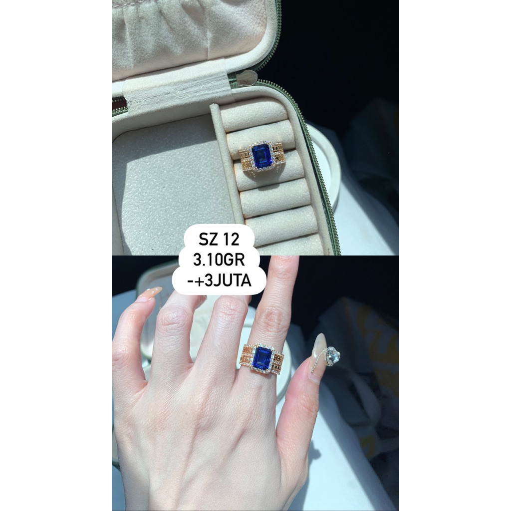 Cincin Ayu Baguette Royalty Blue ring