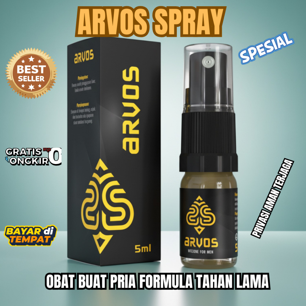 Minyak Pijat Arvos Spray Pria Formula Tahan Lama Arvos Spray Penguat Pria Asli & Aman