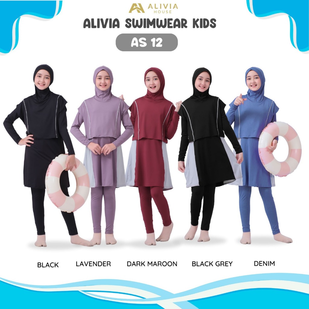 Alivia House - Alivia Swimwear Anak Remaja AS12 - Baju Renang Anak Remaja Perempuan Muslimah AS12