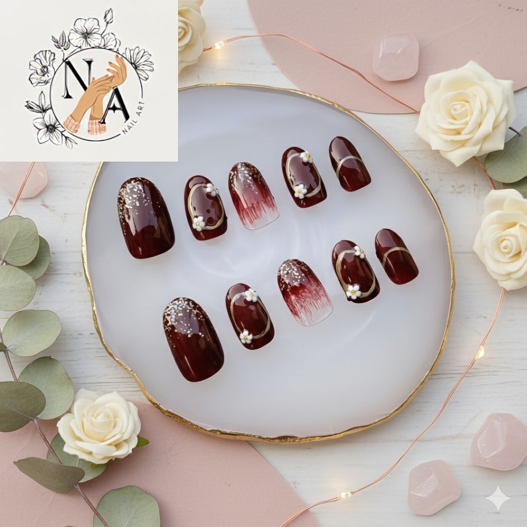 NAil.Art - Nail Art Dark Maroon // FREE LEM | Press On Nails | Nail Art | Nailart | Fake Nail | Nail